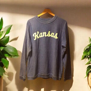 Boxercraft Mens Shirt Size M Kansas Blue Long Sleeves Crew Neck